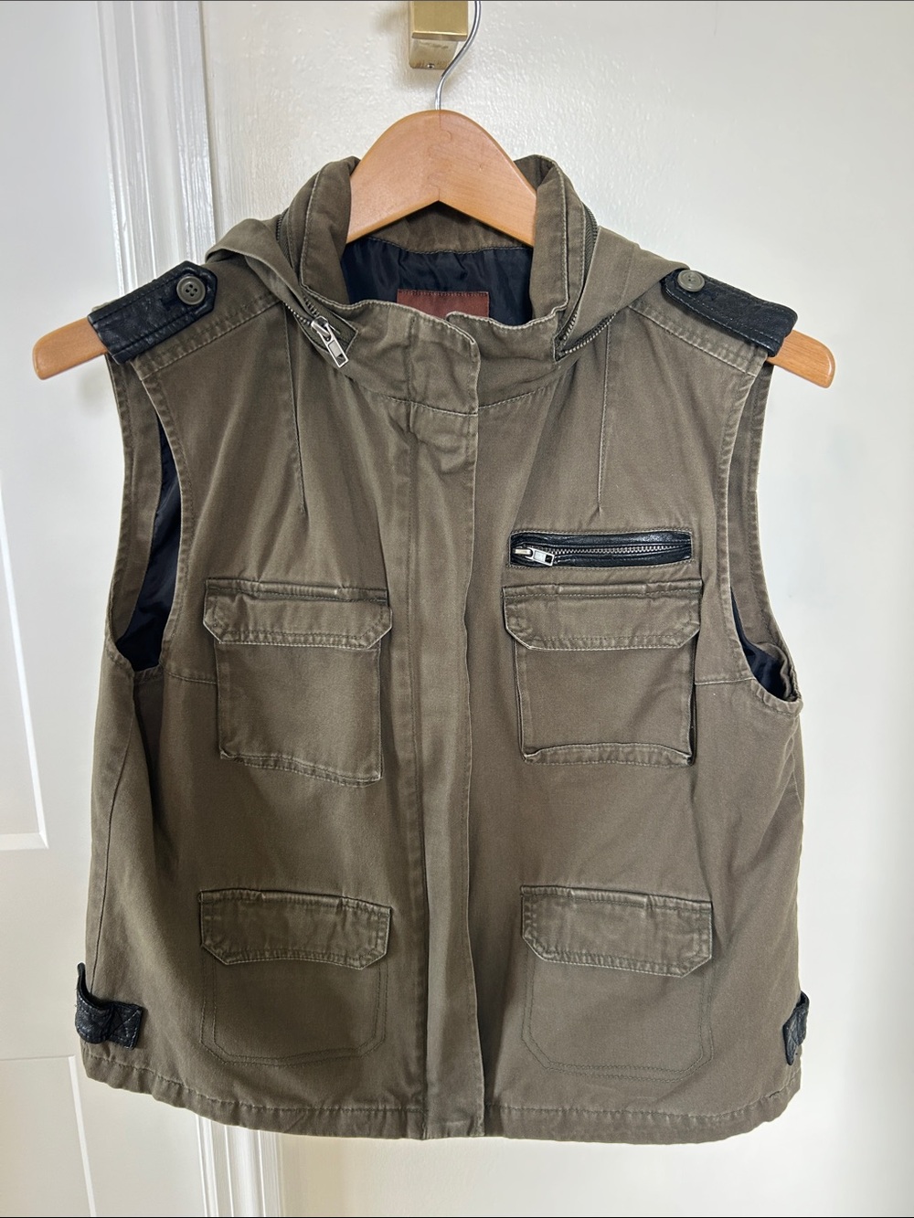 Hive & Honey Olive Green Utility Vest with Hood